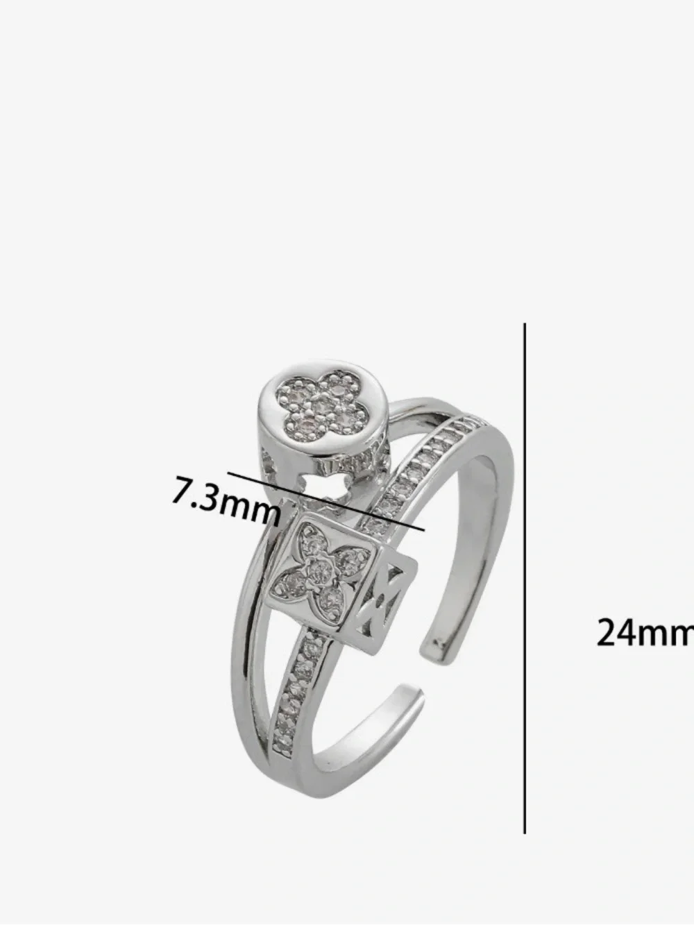 Minimalist Geometric Titanium Steel Ring with Micro Paved Zirconia Vacuum Plated
